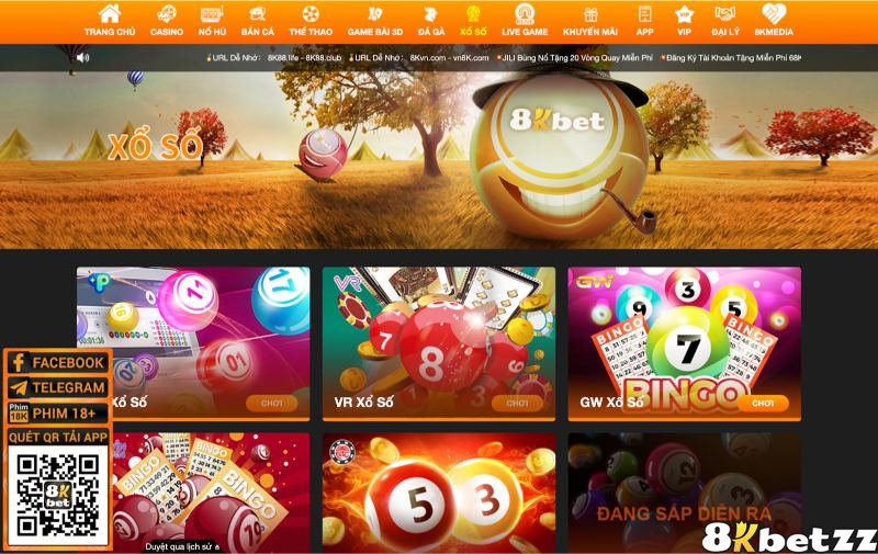 Xổ số 8KBET với nhiều loại hình cược hấp dẫn 